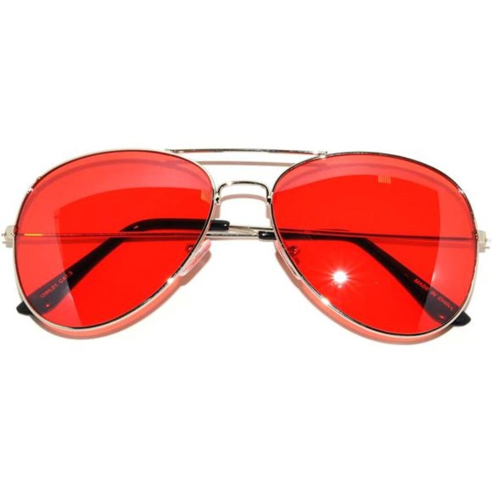 Classic Aviator Style Sunglasses Metal Frame Colored Lens UV 400 Unisex - Picture 4 of 4